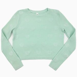 Bethany Mota Mint Green Heart Knit Sweater | Cropped Pullover Size Small